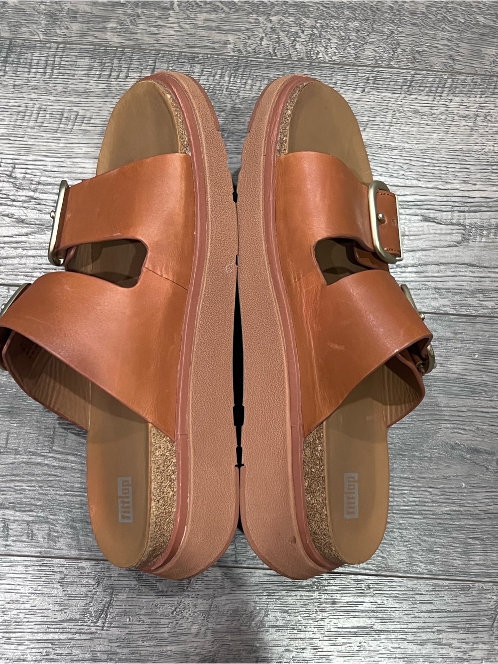 Fitflop GEN-FF Buckle Two Bar Leather Sandal Slides - Picture 8 of 10